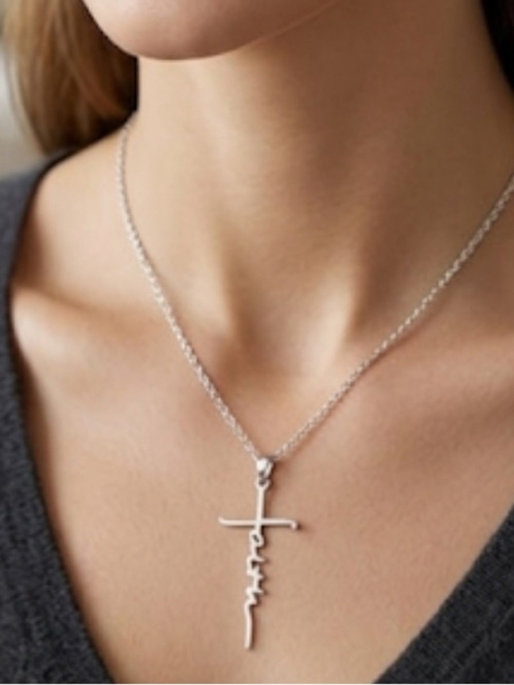 NWT Dainty Silver Faith Cross Necklace Minimalist Christian Religious Jewelry
C3